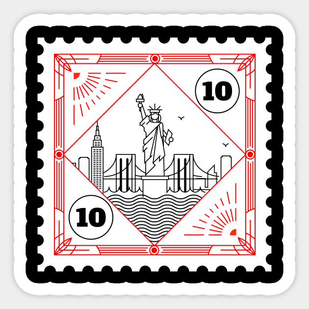 New York Stamp Design Sticker by kursatunsal